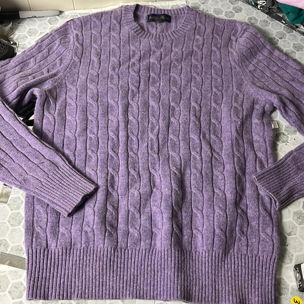 Brooks Brothers Medium Purple Cable Knit long Sleeve Sweater